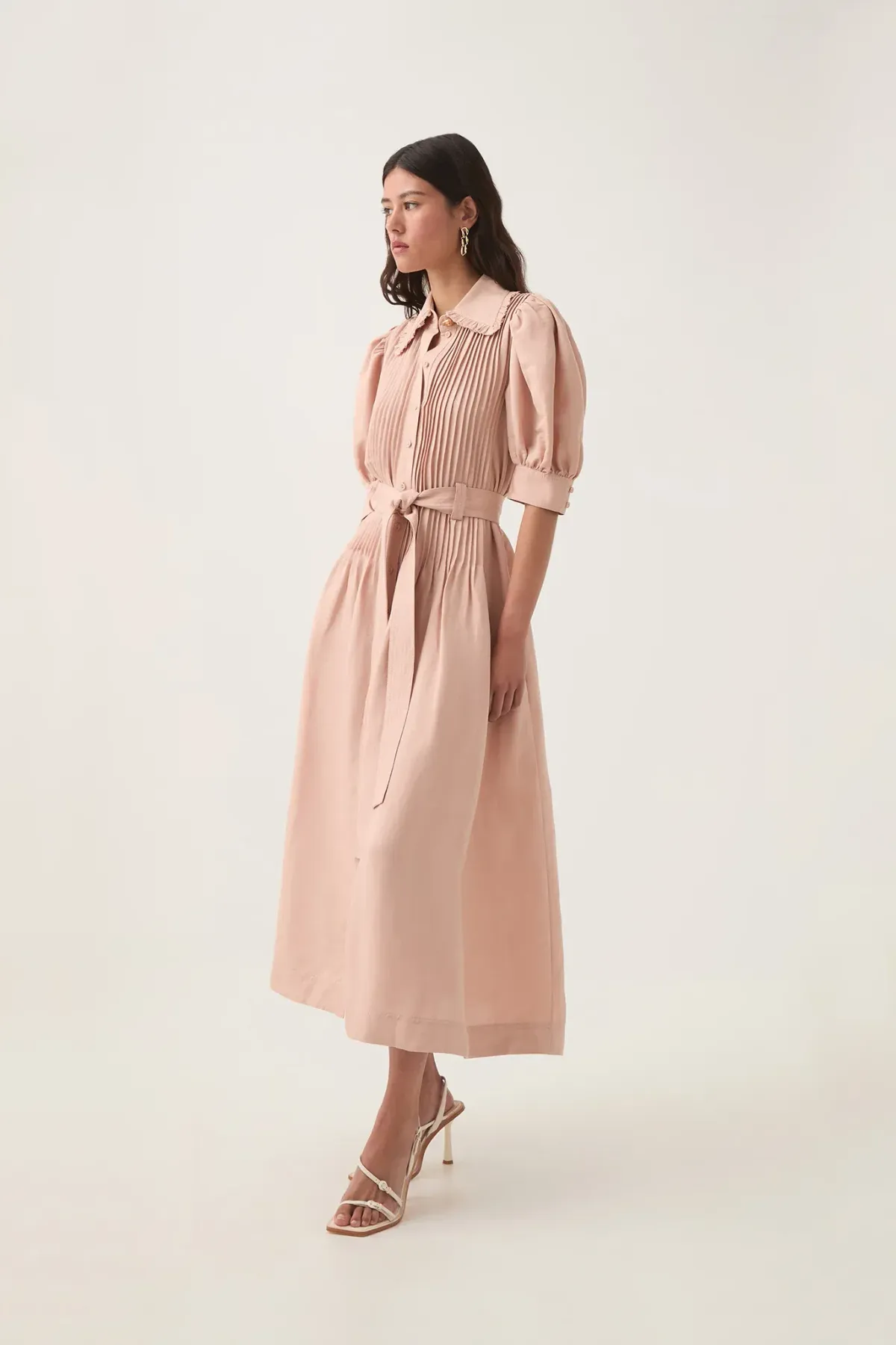 Aje Madeleine Belted Midi Dress Blush Pink Size 4 - Image 1