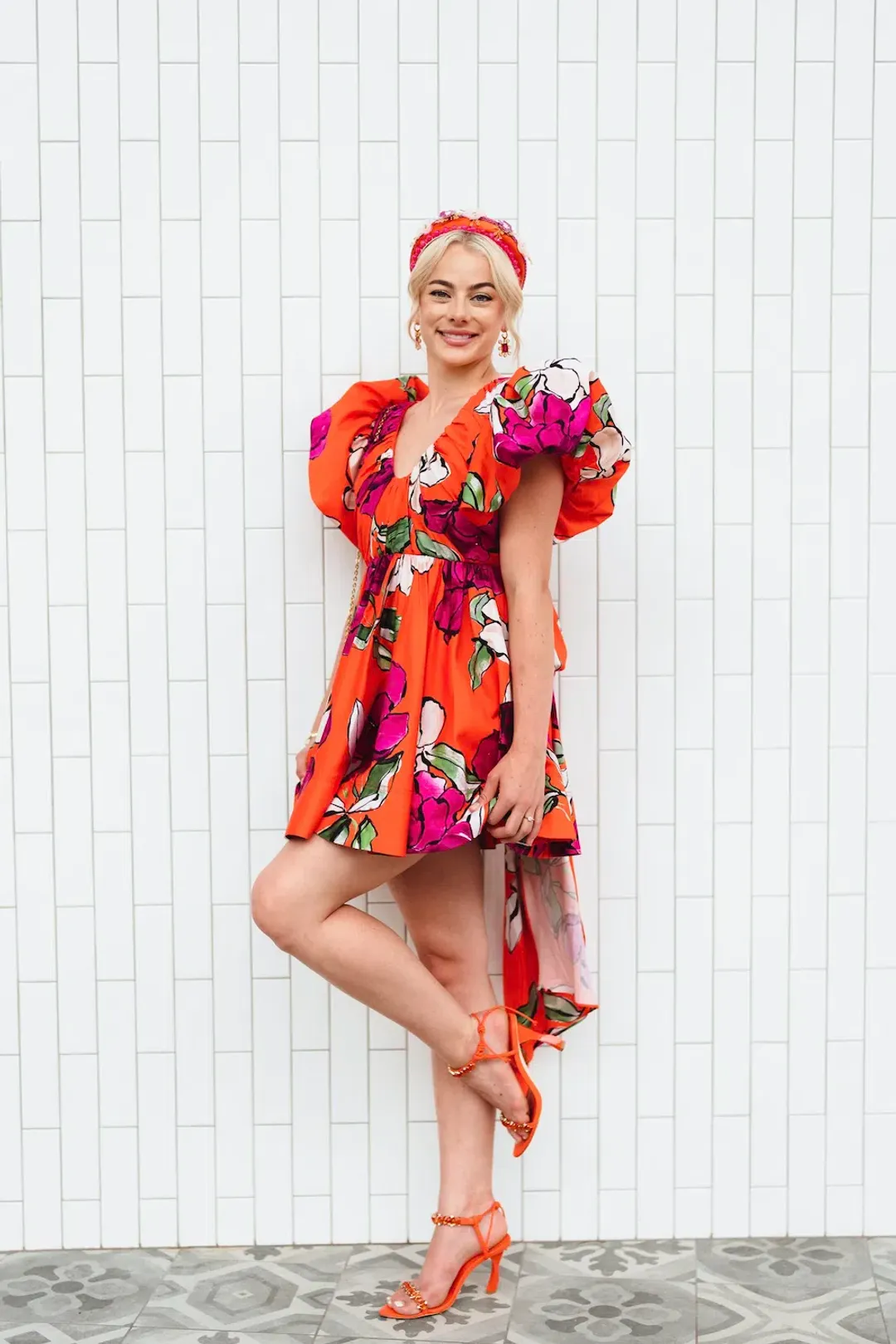 Aje Gretta Bow Back Mini Dress Vivid Camellia Size AU 8 for rent on The Volte - main image