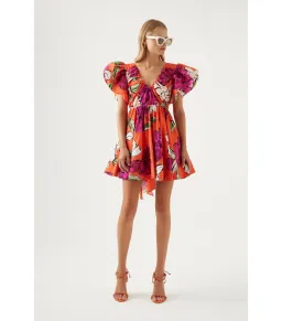 Aje Gretta Bow Back Mini Dress Vivid Camellia Size AU 8 for rent on The Volte - image 1