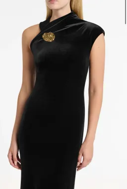 Carla Zampatti Black Velvet Gold Button Gown Size 8 for rent on The Volte - image 3