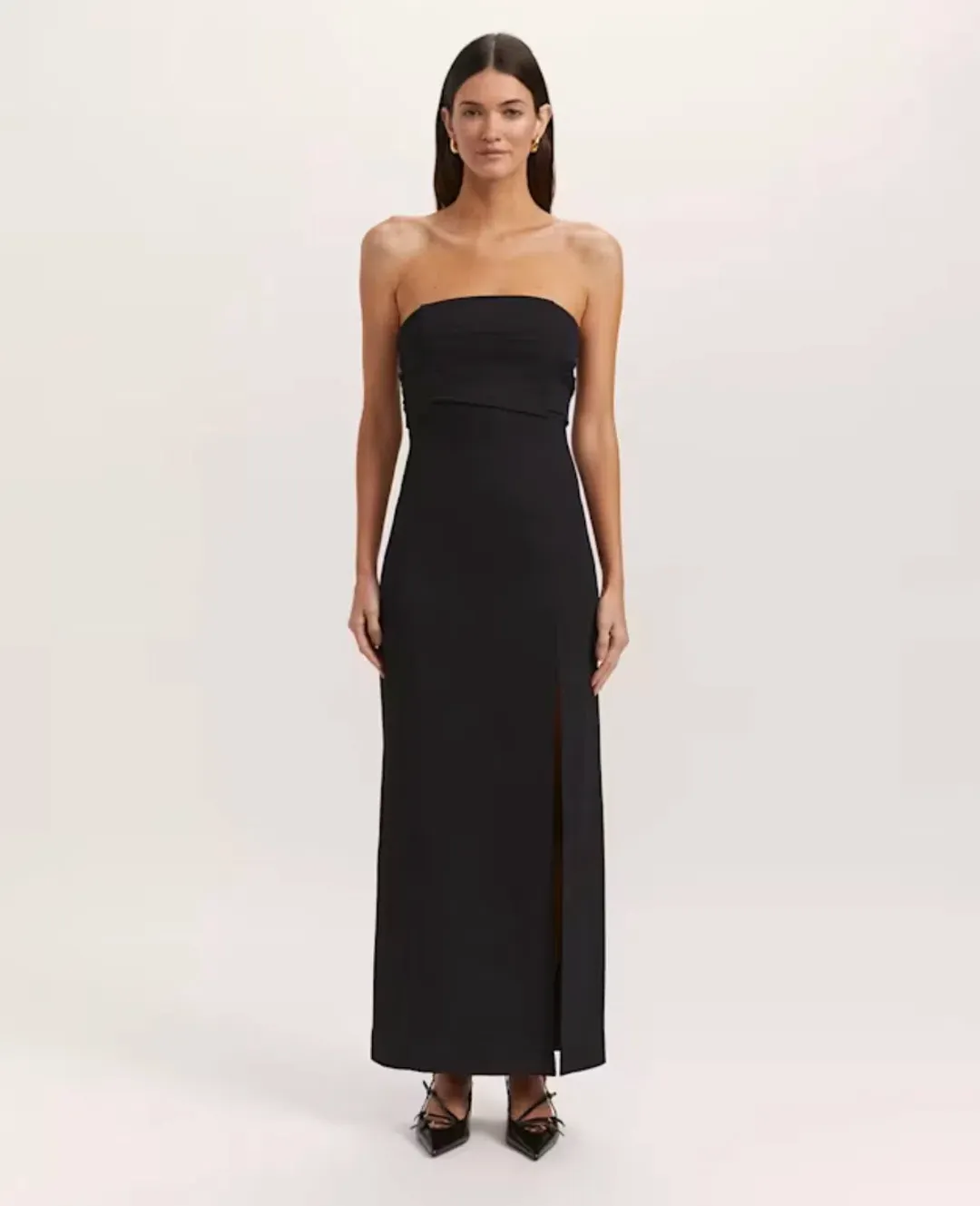 SABA Dharma Strapless Midi Dress BLACK SIZE 6 for rent on The Volte - main image
