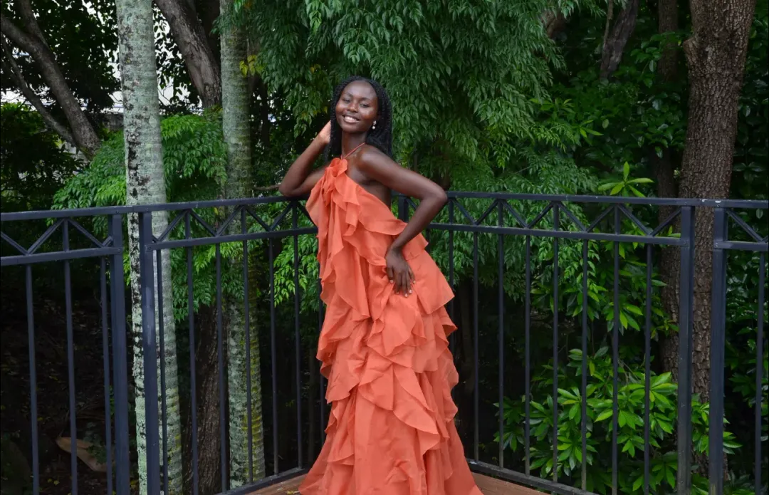 Pandorea Layered Maxi Dress - Coral Clay Aje size 12 for rent on The Volte - main image