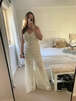 Alessandra Rich Lace Frill Dress - Cream AU12 for rent on The Volte - image 3