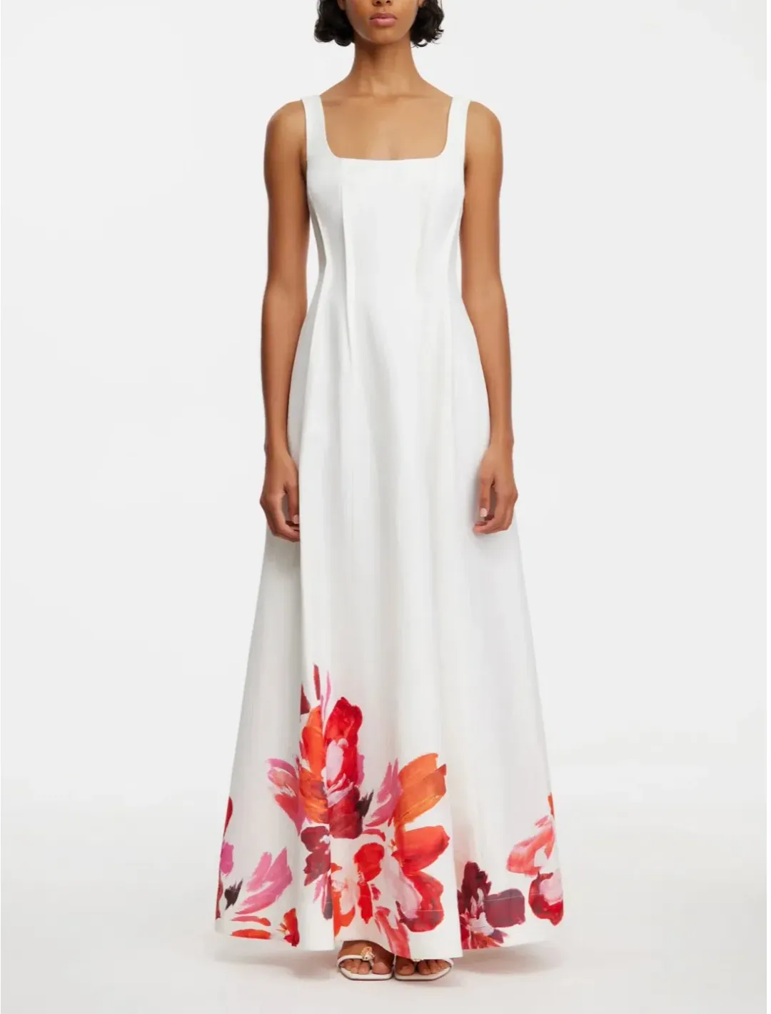 Acler chapelhill floral maxi ivory white dress size 14 pockets a-line for rent on The Volte - main image