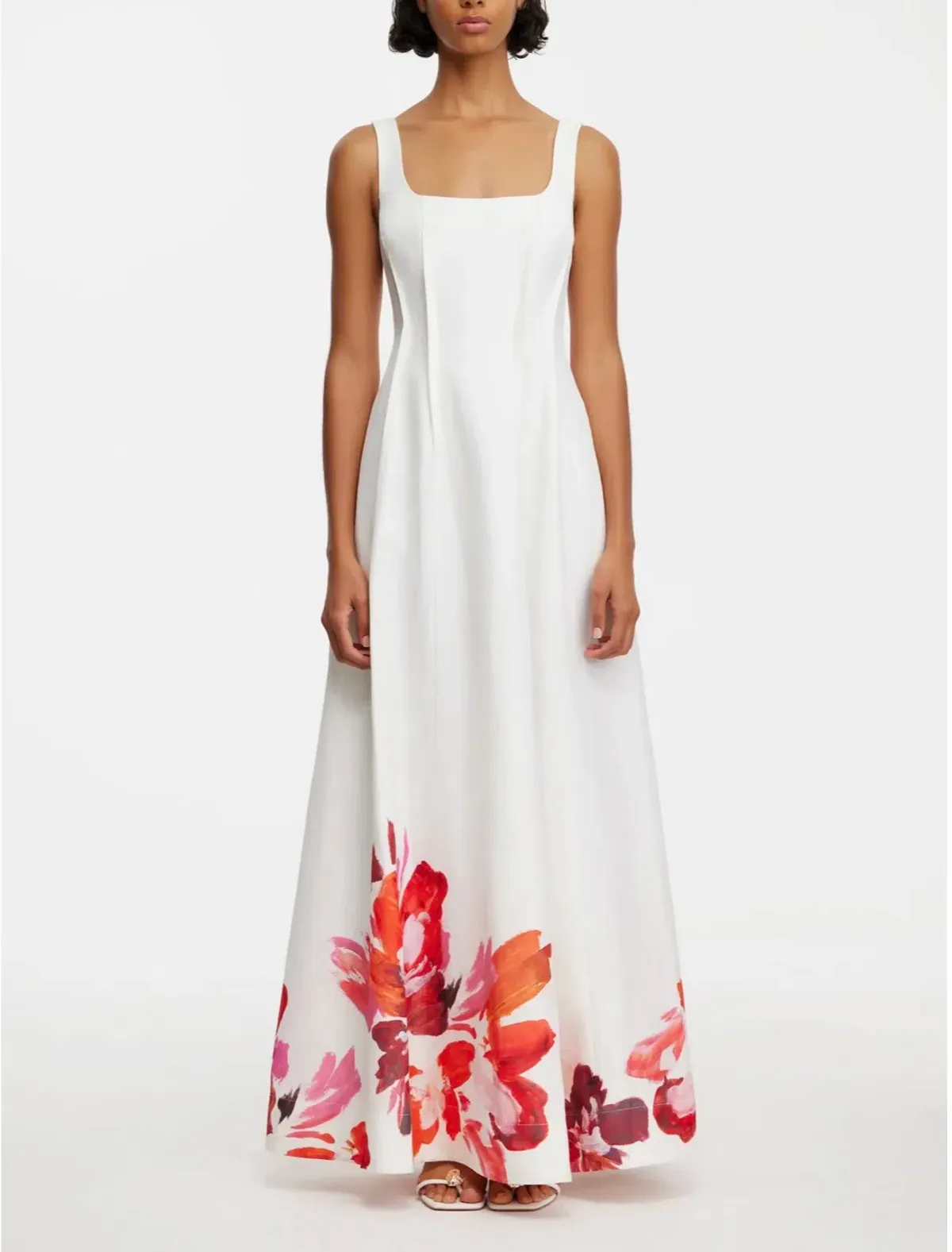 Acler chapelhill floral maxi ivory white dress size 14 pockets a-line for rent on The Volte - main image