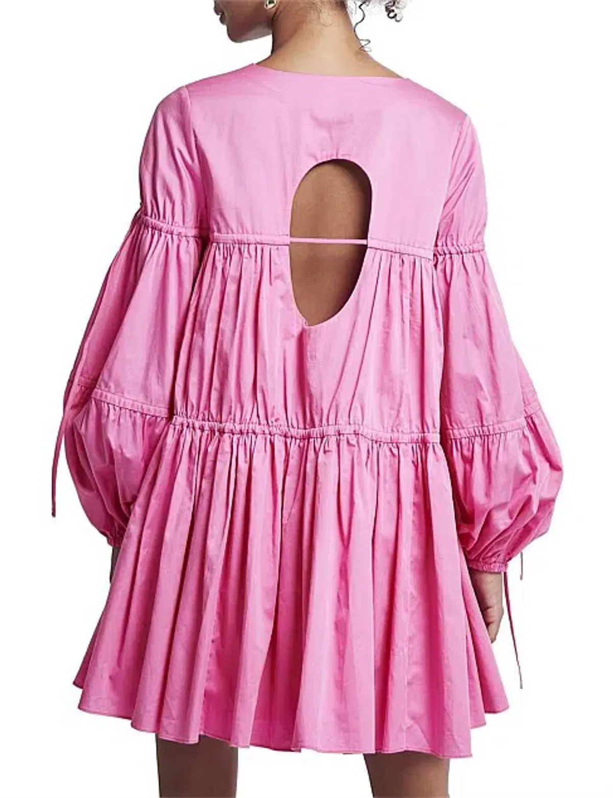 Aje Overture Gathered Smock Mini Dress Pink Size 10 (will fit up to 16) - Image 3