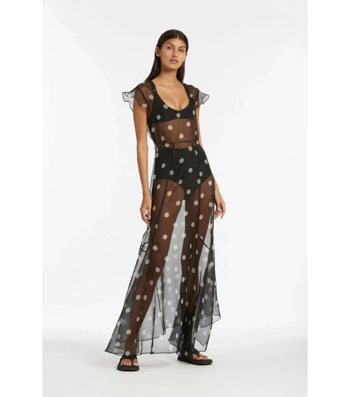 Sir The Label Margot Low Back Gown Black Polka Dot Size 1 / AU 8 - Image 1