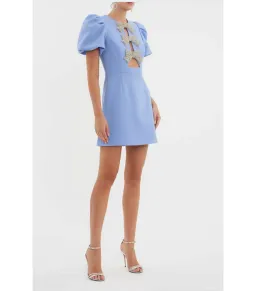 Rebecca Valliance Juliana Puff Sleeve Mini Dress Blue Size AU 12 for rent on The Volte - image 4