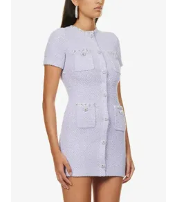 Self Portrait Embellished Tweed Mini Dress Lilac Size AU 8 for rent on The Volte - image 3