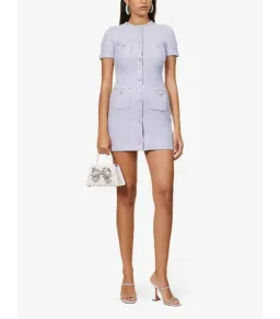 Self Portrait Embellished Tweed Mini Dress Lilac Size AU 8 for rent on The Volte - image 1
