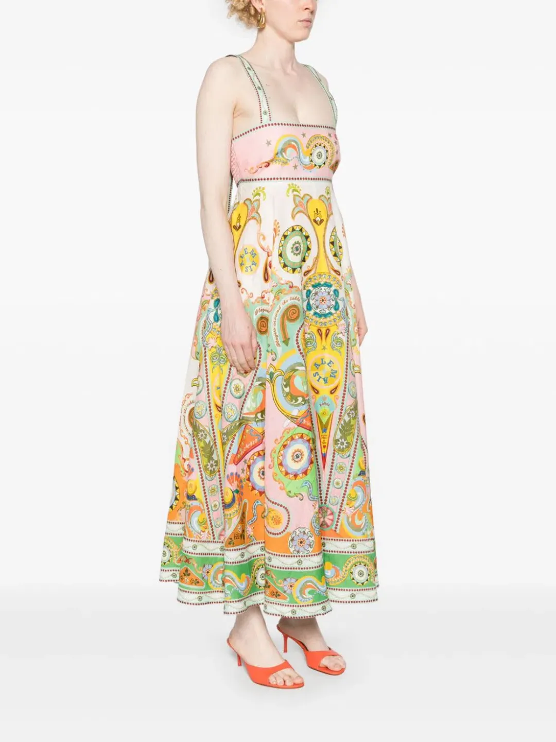 Alemais Pinball Linen Midi Dress Multi Size AU 12 for rent on The Volte - main image
