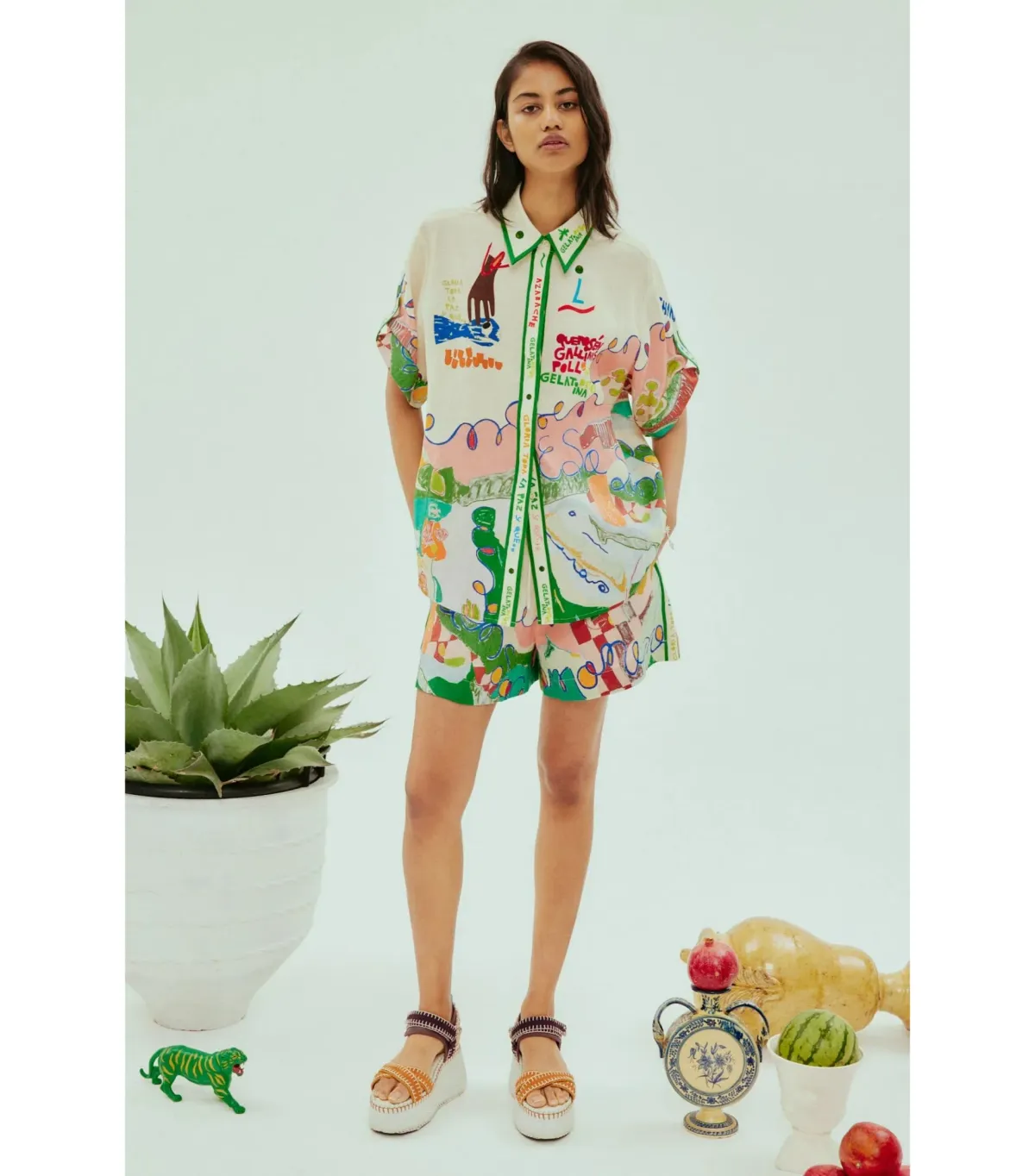 Alemais Nadia Shirt and Short Set Print Size AU 6 for rent on The Volte - main image