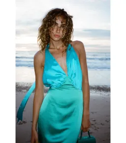 The Wolf Gang Oahu Slip Dress In Aquamarine Size AU 6 for rent on The Volte - image 3