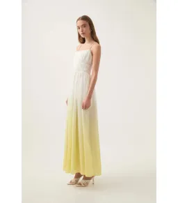Aje Acapella Ruched Midi Dress Sunrise Ombre Size AU 12 for rent on The Volte - image 3