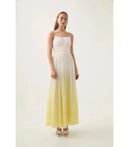 Aje Acapella Ruched Midi Dress Sunrise Ombre Size AU 8 for rent on The Volte - image 1