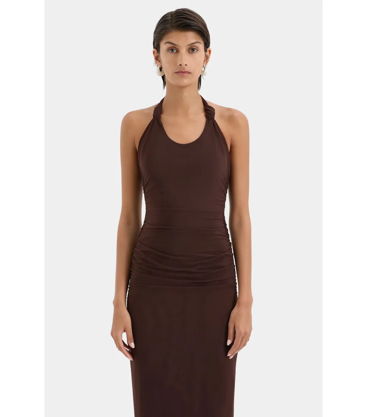 Sir the Label Jacques Knot Midi Dress in Chocolate Size 3 / AU 12 - Image 3