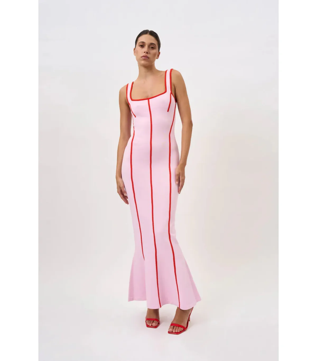 By Johnny Belle Contrast Pipe Knit Dress Pink Red Size AU 10 - Image 1