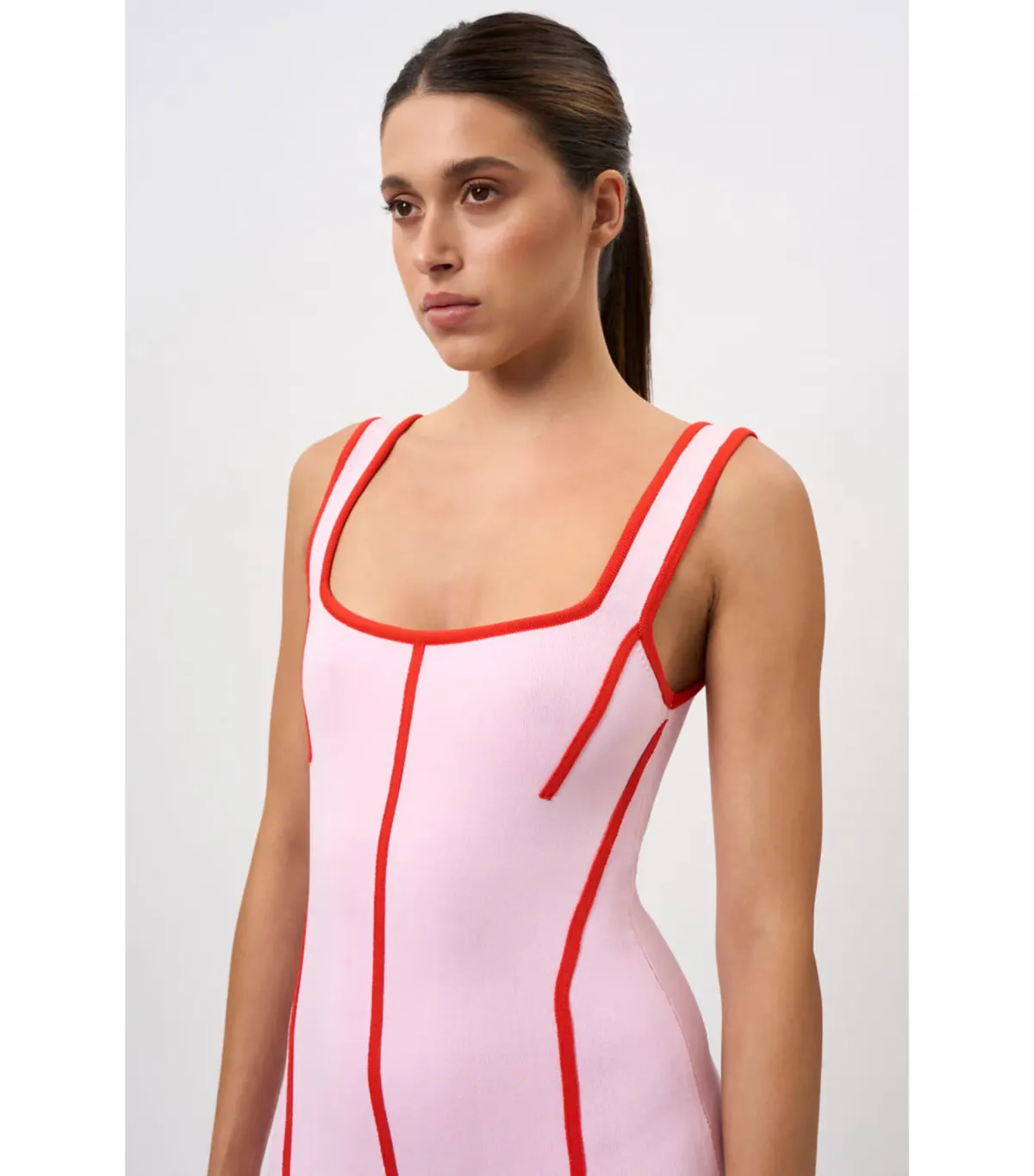 By Johnny Belle Contrast Pipe Knit Dress Pink Red Size AU 10 - Image 4
