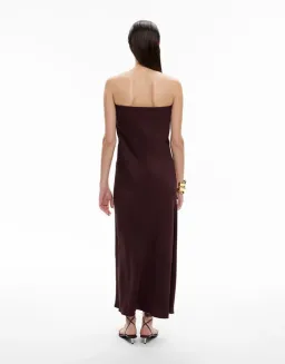 Witchery Strapless Maxi Dress Aubergine Print Size AU 8 for rent on The Volte - image 3