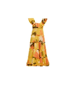 Leo Lin Valentino Ruffle Dress Floral Size AU 10 for rent on The Volte - image 1