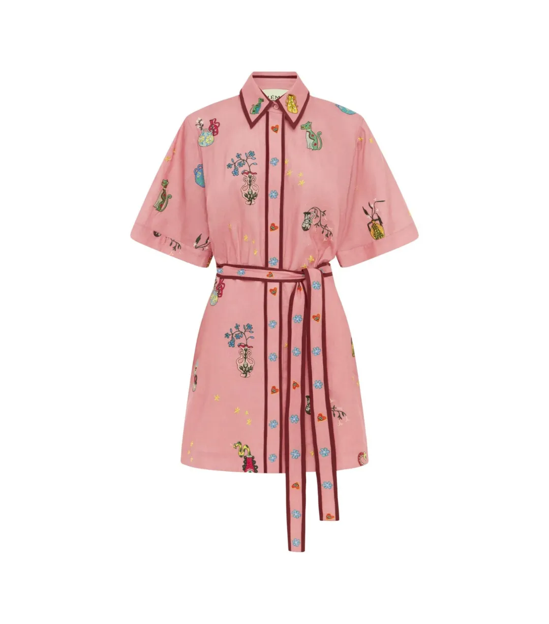 Alemais Timmy Embroidered Mini Dress Pink Size AU 10 for rent on The Volte - main image
