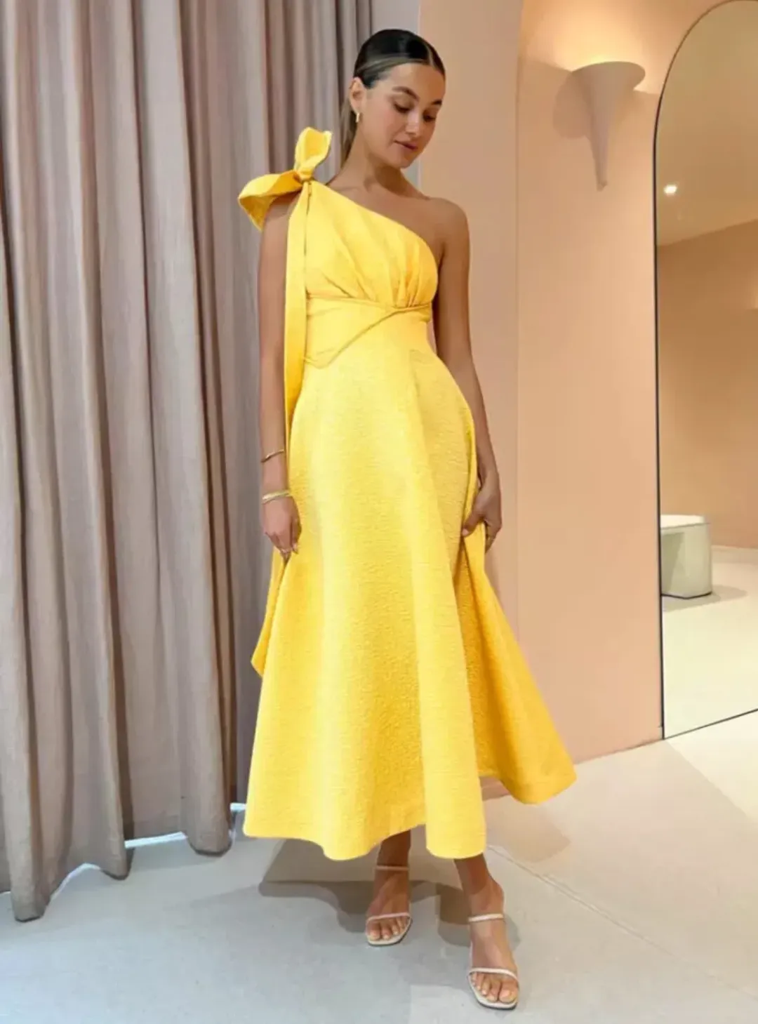 Rachel Gilbert Emiliano Dress In Lemon Drop Yellow Size AU 16 for rent on The Volte - main image