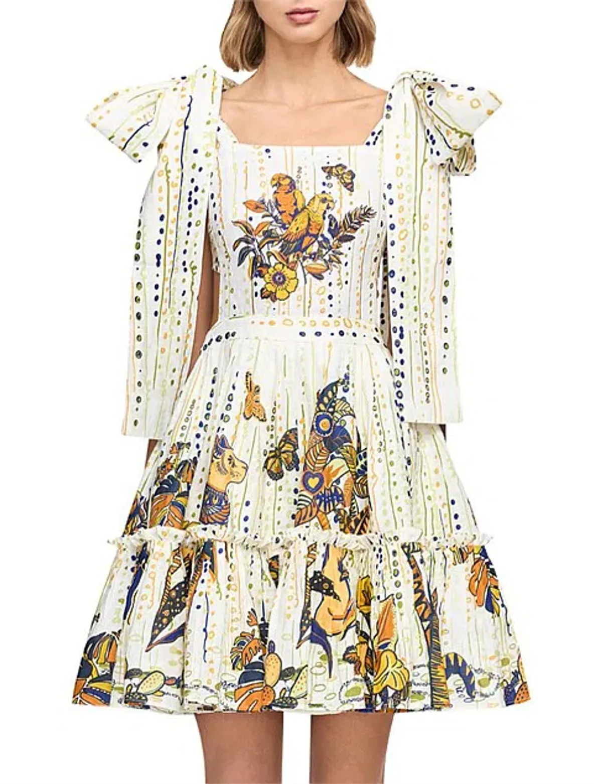 Leo Lin La Vida Bowtie Mini Dress Print Size AU 8 - Image 1