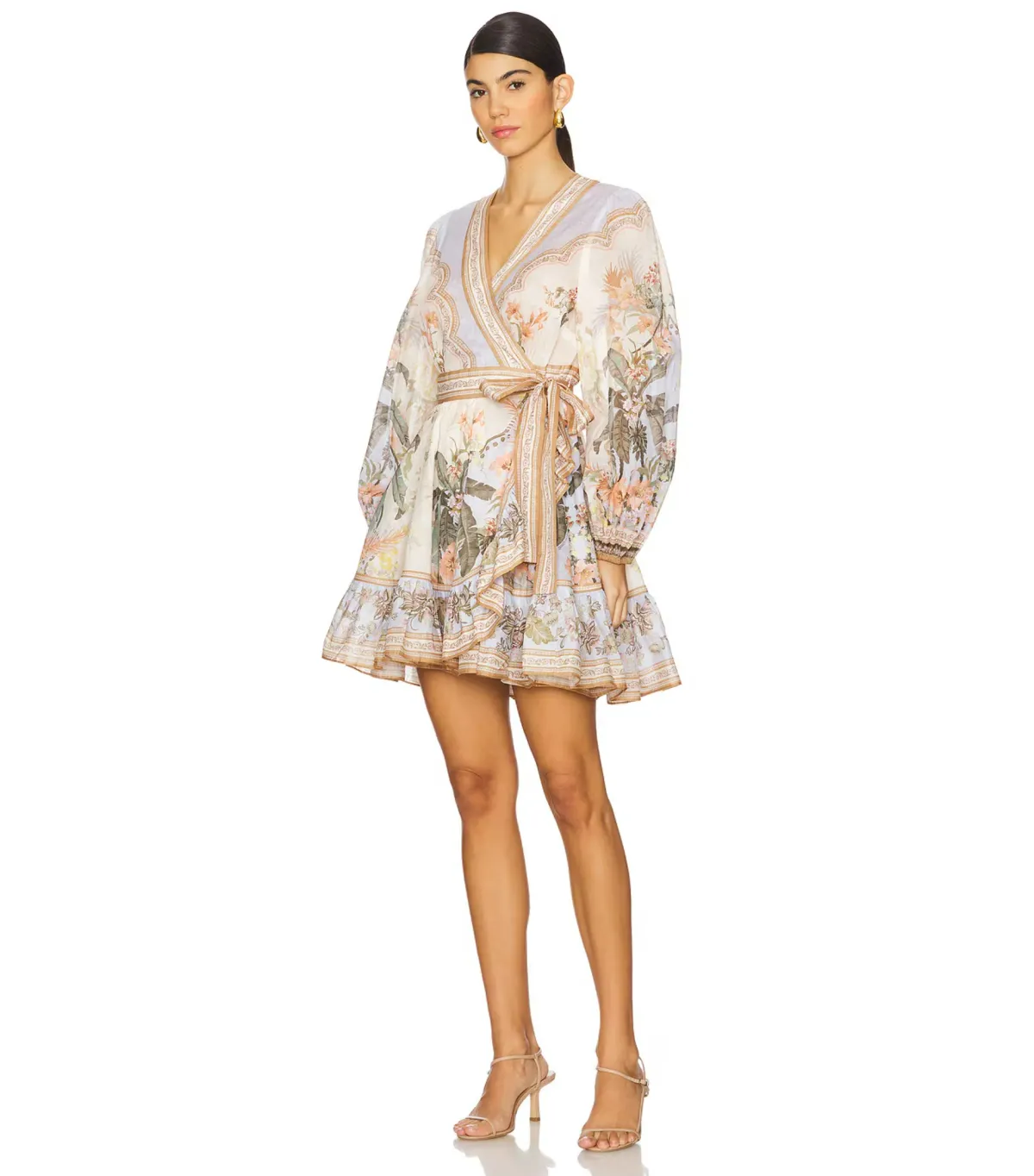 Zimmermann Wylie Mini Wrap Frill Dress in Blue Floral Size 2 / AU 12 - Image 7