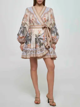 Zimmermann Wylie Mini Wrap Frill Dress in Blue Floral Size 2 / AU 12 for rent on The Volte - image 3