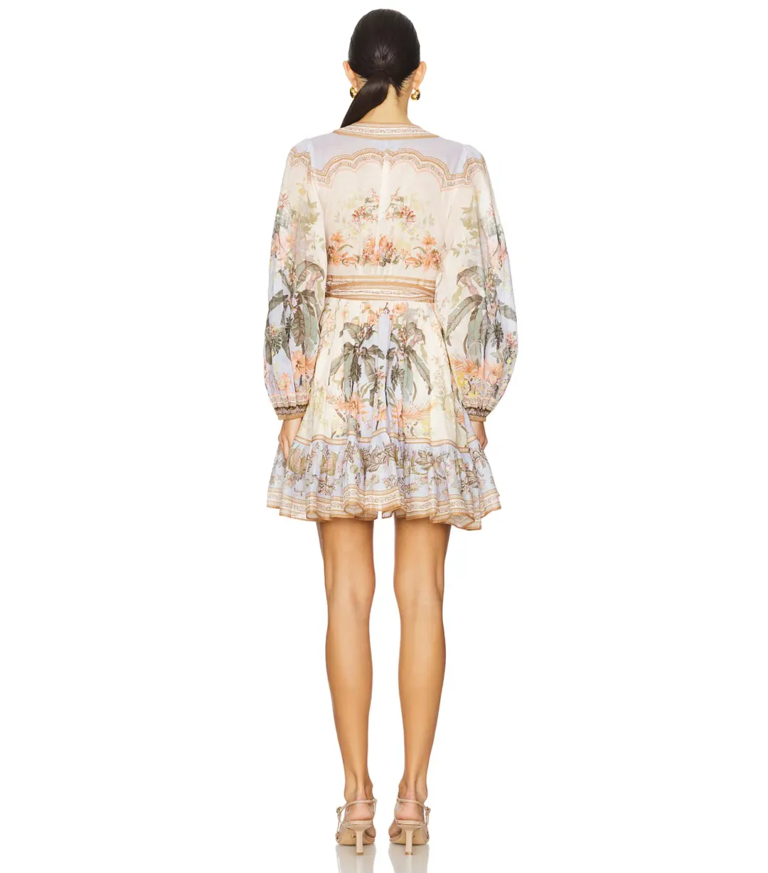 Zimmermann Wylie Mini Wrap Frill Dress in Blue Floral Size 2 / AU 12 for rent on The Volte - main image