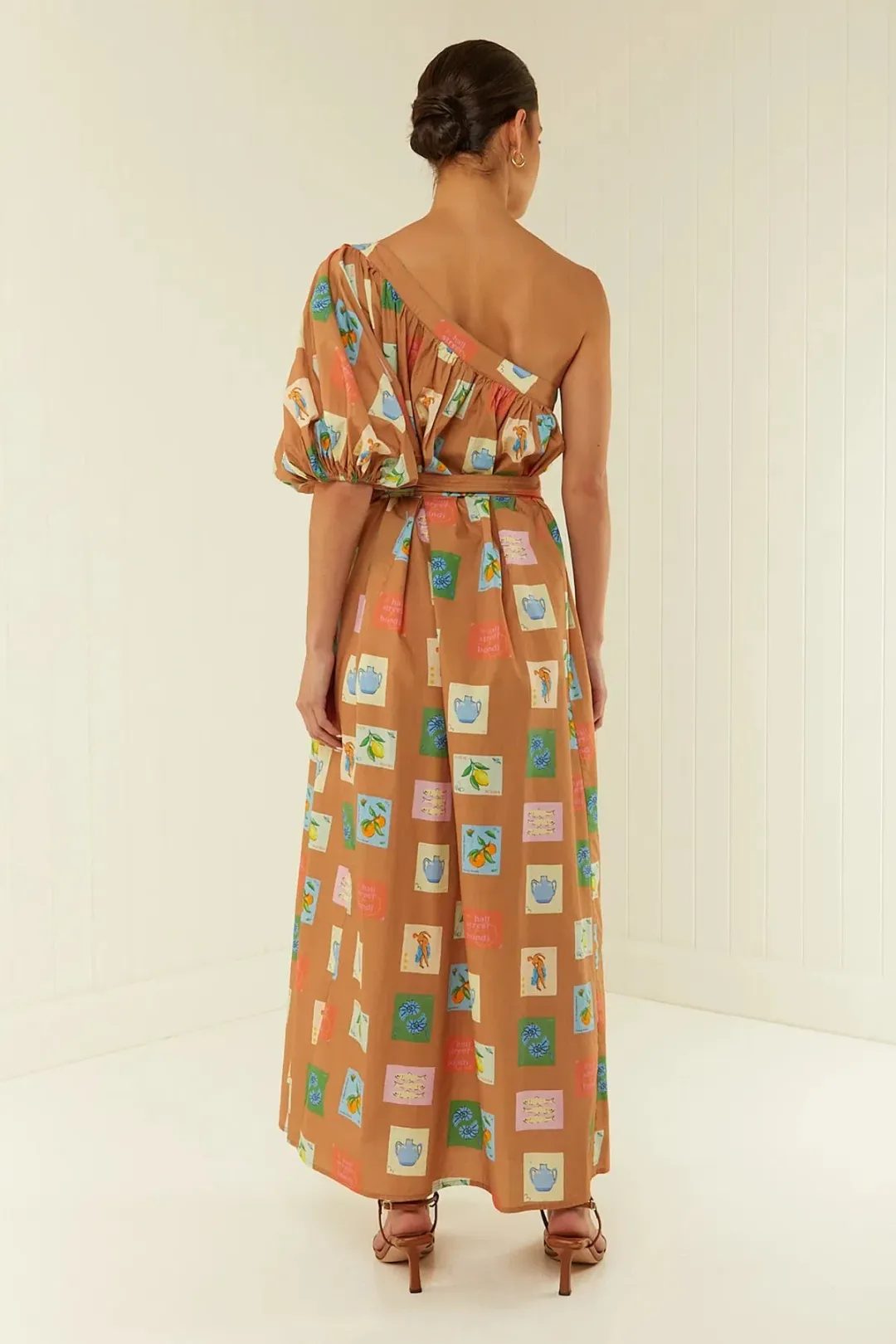 Palm Noosa Lotus Maxi Dress Brown Emblem Size 12 for rent on The Volte - main image