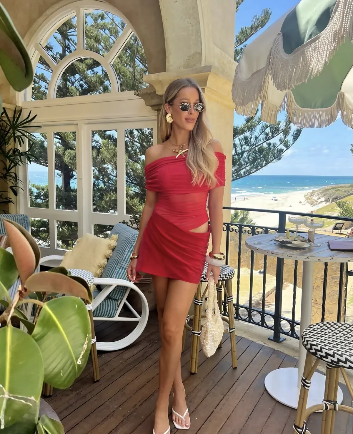 Benni Nico Off Shoulder Mini Dress in Watermelon Size 8 - Image 4