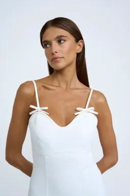 By Johnny Bettina Bow Shift Mini Dress Ivory Size 8 for rent on The Volte - image 5