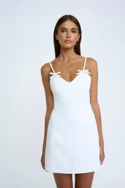 By Johnny Bettina Bow Shift Mini Dress Ivory Size 8 for rent on The Volte - image 2