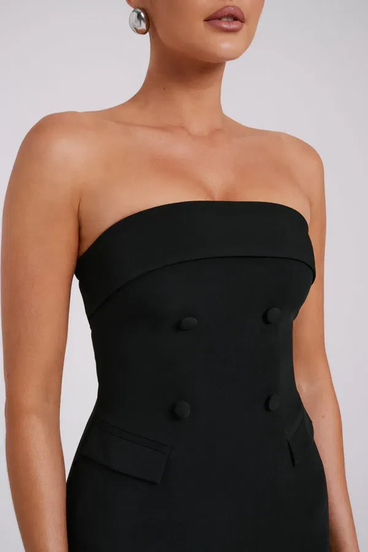 Meshki Abbie Strapless Suiting Maxi Dress Black Size 8 - Image 5