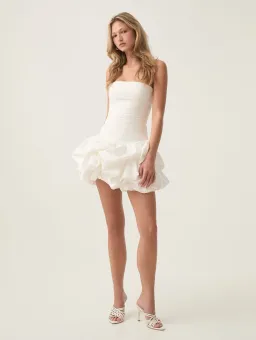 Aje Violette Bubble Hem Mini Dress Ivory Size 8 for rent on The Volte - image 1