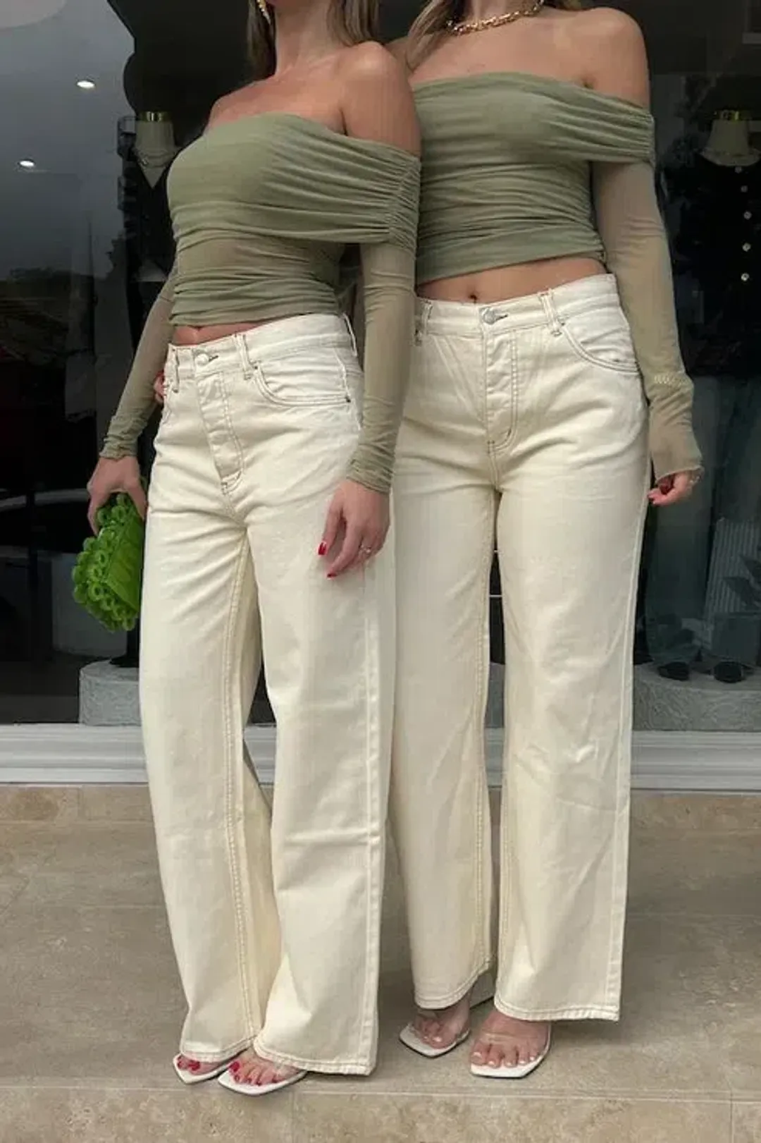 Benni Yasmin Off Shoulder Top in Pistachio Green Size S / AU 8 for rent on The Volte - main image