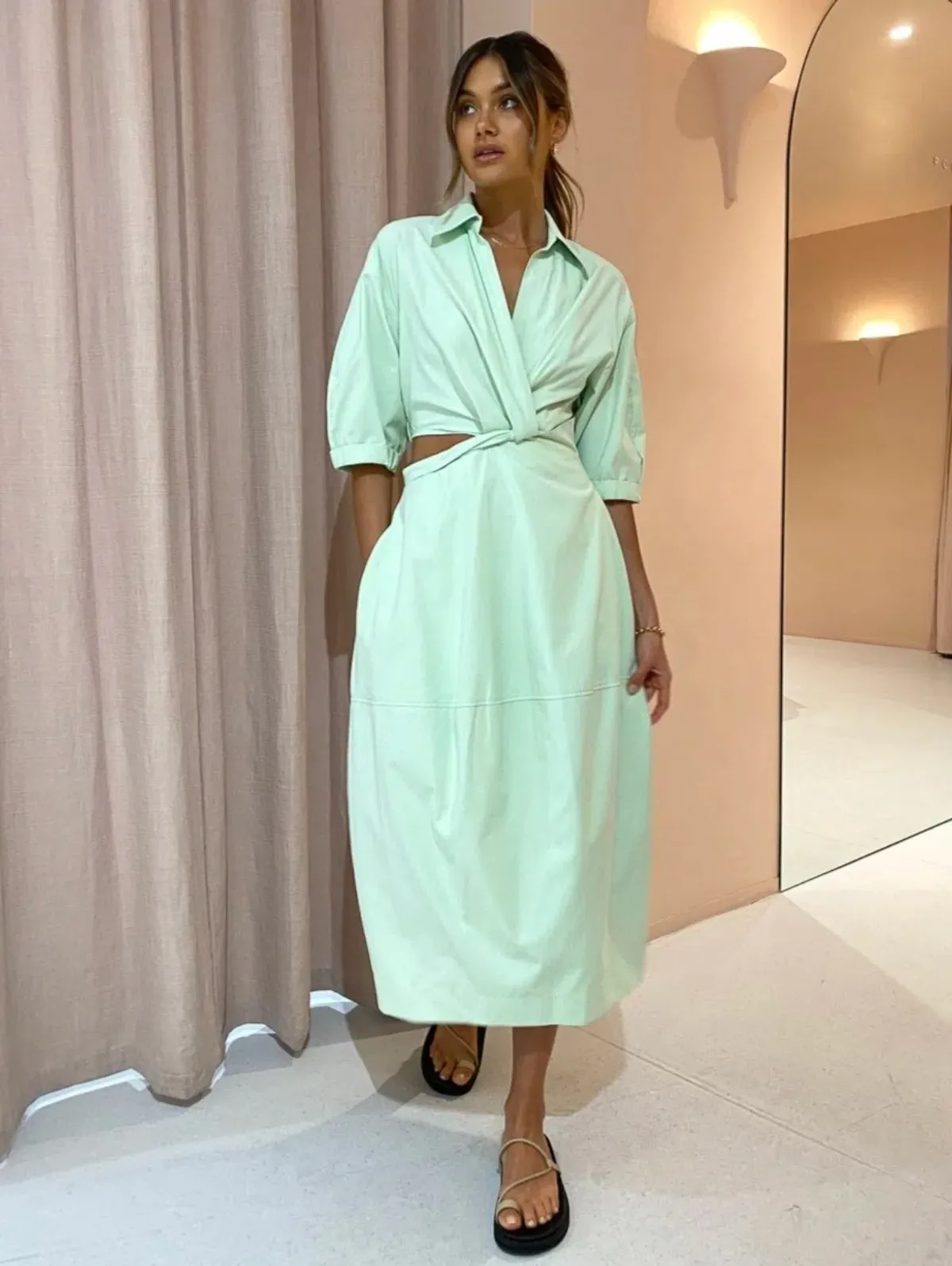 Camilla and Marc Kyra Cocoon Midi Dress in Sour Apple Green Size 8 - Image 1