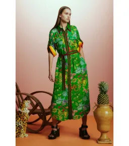 Alemias Fiesta Shirt Dress Green Size AU 10 for rent on The Volte - image 1