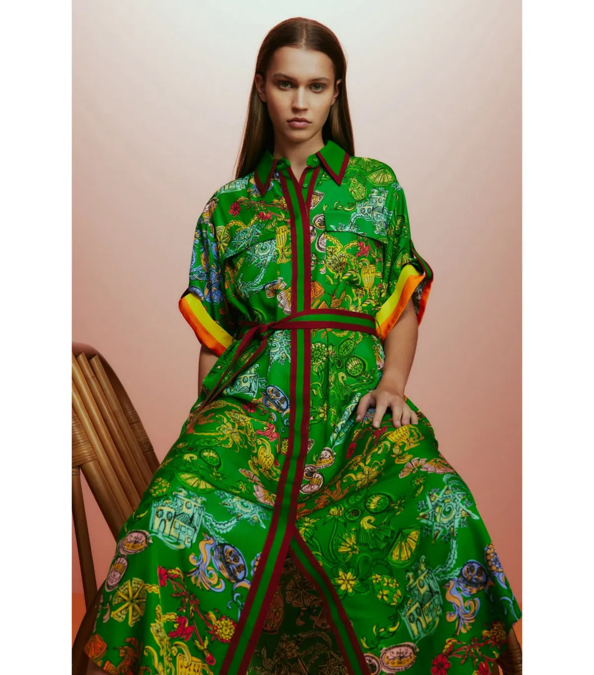Alemias Fiesta Shirt Dress Green Size AU 10 - Image 3