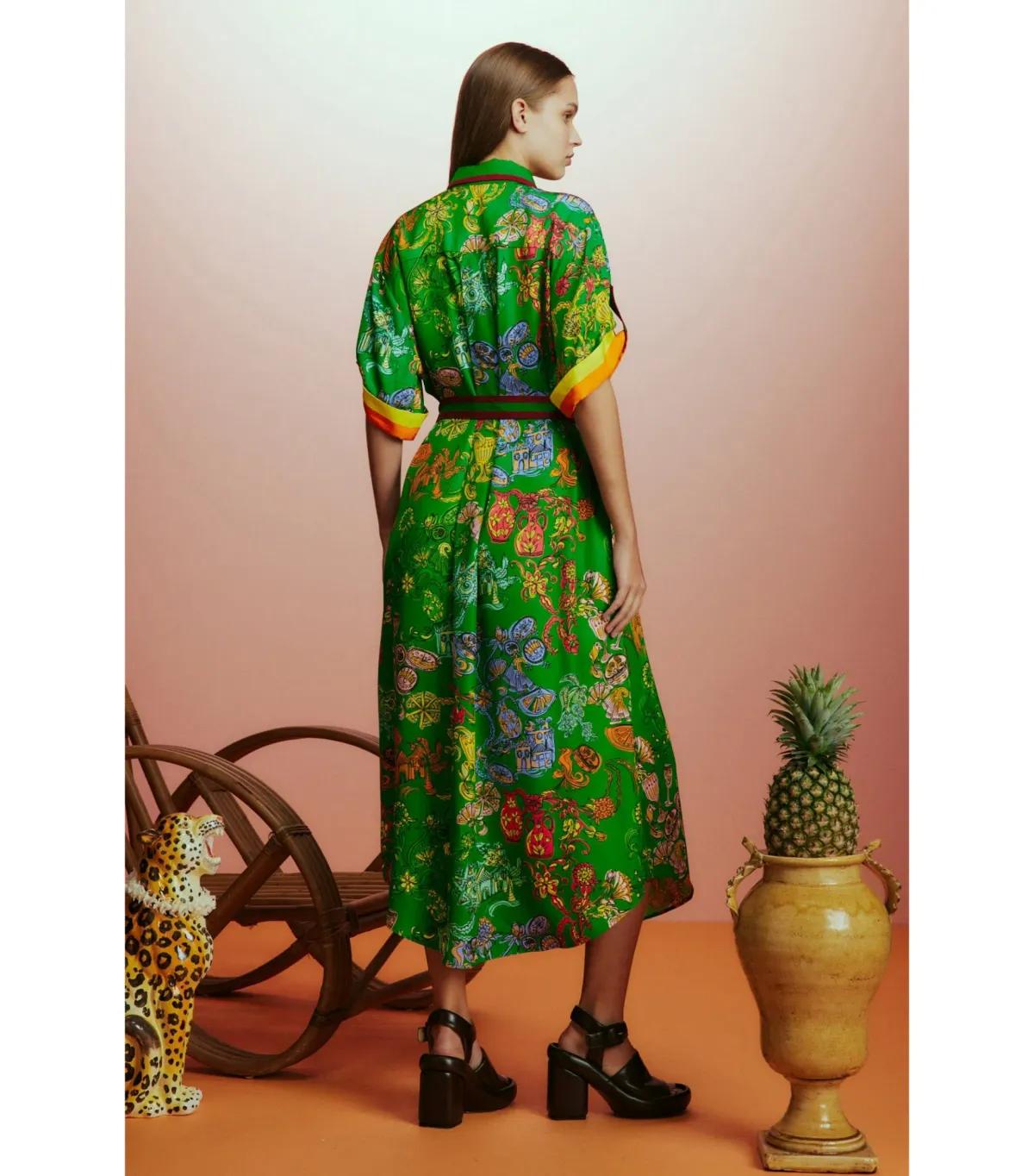 Alemias Fiesta Shirt Dress Green Size AU 10 - Image 4
