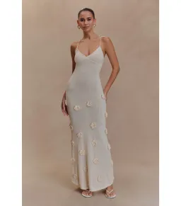 Meshki Suki Knit Maxi Dress With Flowers Nude Size M / AU 10 for rent on The Volte - image 1