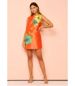 Alemais Piato Mini Dress Orange/Floral Size AU 8 for rent on The Volte - image 2