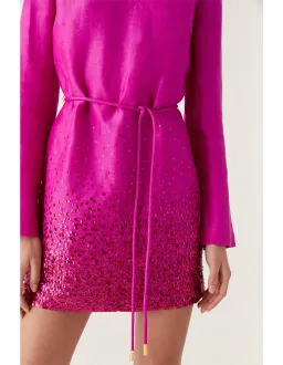 Aje Reflection Sequin Mini Dress in Deep Magenta Size AU 10 for rent on The Volte - image 2
