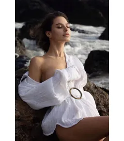 BAMBA SWIM Titan Shirt Dress in White Size S / AU 8 for rent on The Volte - image 4