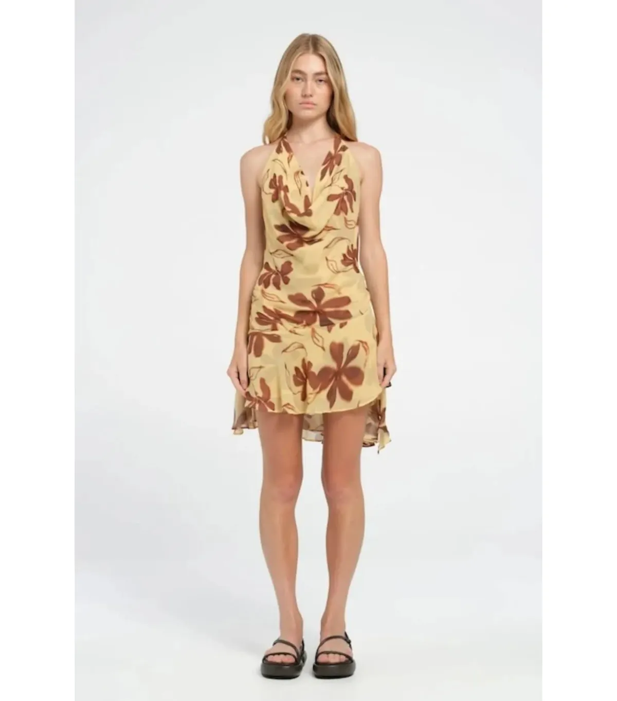 Benni Harlow Halter Dress in Butter Floral Size AU 6 - Image 1