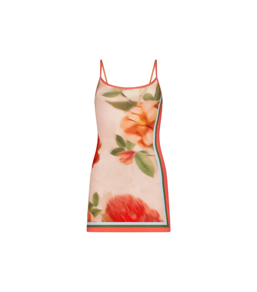 With Harper Lu Mini Slip Dress Peach Floral Size XS / AU 6 for rent on The Volte - main image