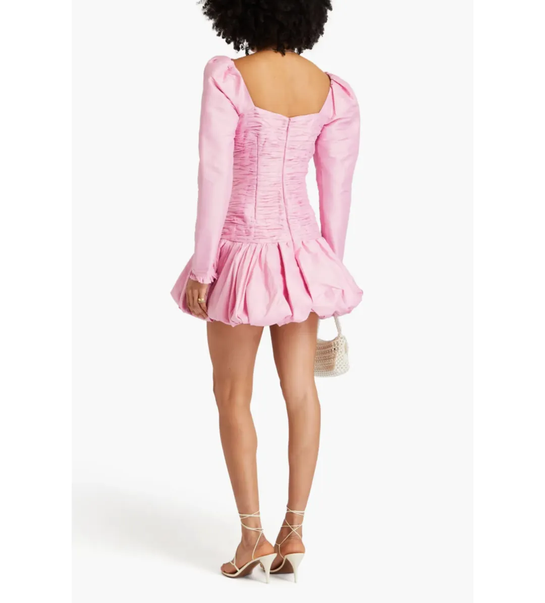 Aje Pink Bijou Ruffled Pleated Taffeta Mini Dress Pink Size 8 for rent on The Volte - main image
