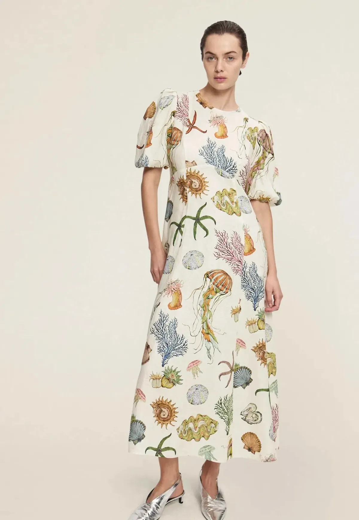 Alemais Sea Midi Dress Cream Size 16 for rent on The Volte - main image