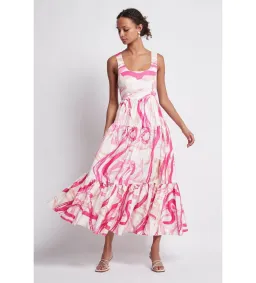 AJE Allegro Ring Midi Tiered Dress Fuchsia Size 8 for rent on The Volte - image 4